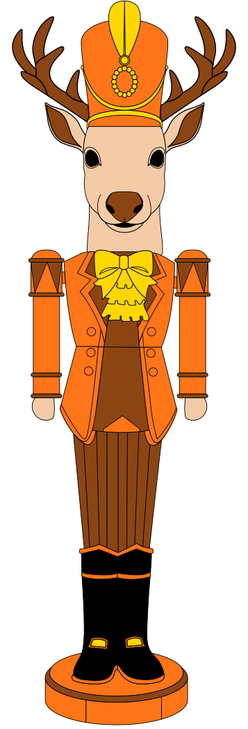 The same nutcracker with Buckley the deer head, hand-painted
