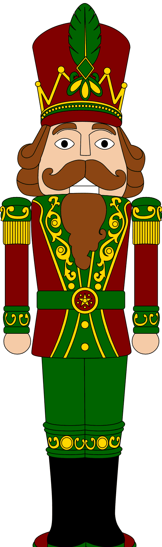 A flat, painted nutcracker design